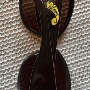 Vintage Y2K Betsey Johnson True Love Flash Tattoo Print Sunglasses